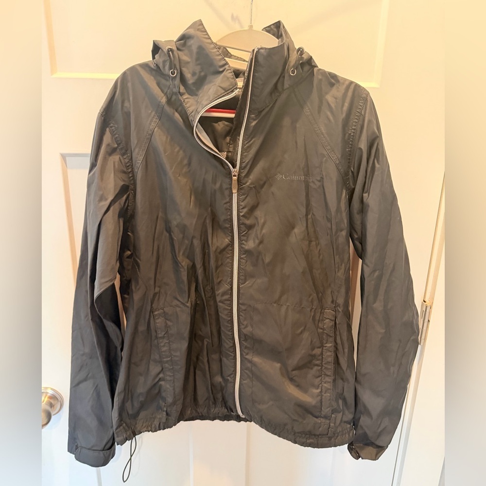 Columbia Women Gray Lightweight Zip Front Jacket Windbreaker Size L